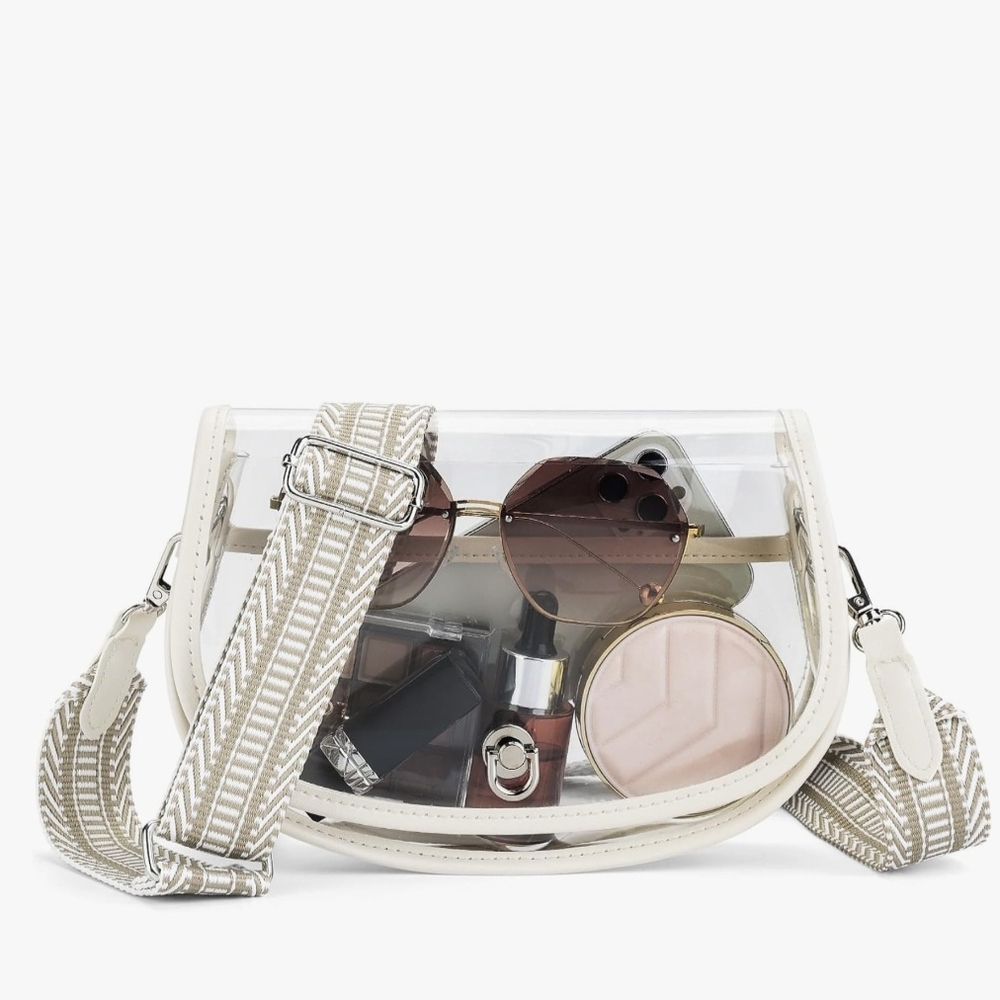 Transparent Crossbody Bag with White Accents
